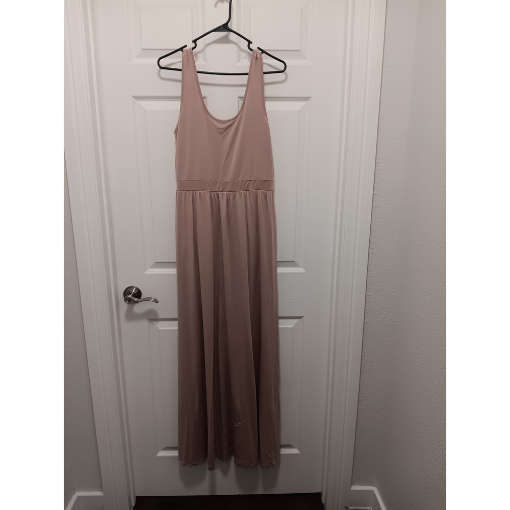 American Tall Womens Large Tall L/T Dusty Rose Scoop Neck Side Slit Maxi Dress